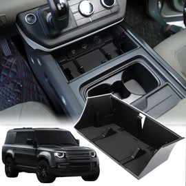 Bekantogy Center Console Organizer Tray Storage Box Compatible for Land Rover Defender 90 110 130 2020-2024 Console Storage Box Interior Storage Box With Flip-Top Lid ABS Interior Accessories