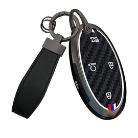 Funda de 5 botones con patrón de carbono para llave de coche, compatible con Hyundai 2026 Ioniq 9 Kona Elantra 2025 2024, Sonata Santa fe, carcasa de metal para llave de coche, color negro