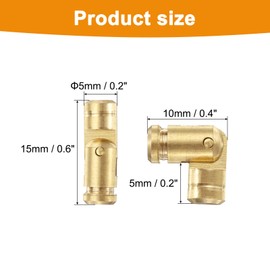 uxcell 20Pcs Invisible Barrel Hinges, 5x15mm Brass Concealed Hinge, Hidden Barrel Hinge, Small Concealed Hinges for Jewelry Box, Music Boxes, Small Woodworking Projects, Gold