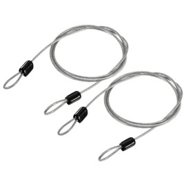 MECCANIXITY Security Steel Cable Lock, Safety Cable Flexible Wire Rope Luggage Lock 3.3feet 2.5mm Vinyl Coated Braided Steel with Double Loops for Bike U-Lock Padlock Transparent Pack of 2