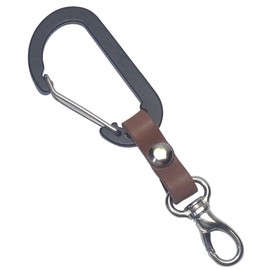 Highstyle Keychain, Tochigi Leather & Lightweight Aluminum Carabiner + Minascan SMK Club Type Key Chain, black/dark brown