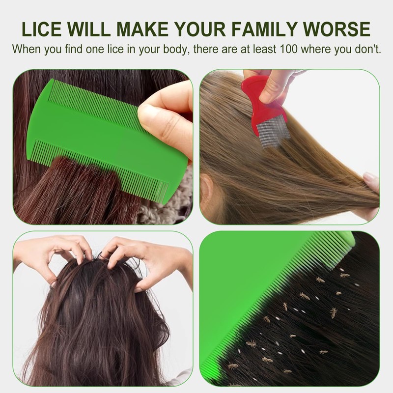 4 Pcs Head Hair Comb, 2 Pieces Lice Combs Double