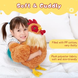 Tezituor 18-Inch Big Chicken Stuffed Animal, Cuddly Realistic Stuffed Chicken Plush Toy for Kids, Big Rooster Stuffed Animal for Christmas, Easter, Birthday, Party and Decorations