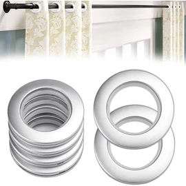 Inkurie 20 Pack Curtain Grommets, 40mm Curtain Eyelet Ring Plastic Grommets Ring Silver Low Noise Curtains Rings for Window Fabric Home Drapes, Inner Diameter 1-9/16"