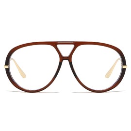 YAMEIZE Oversized Blue Light Blocking Glasses Women Men Retro Pilot 70s Double Bridge Large Frame Anti Blue Light Eyeglasses