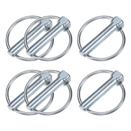 M METERXITY 6-Pack 25/64" Linch Pin with Ring, 1-31/32" Carbon Steel Lynch Pin Trailer Pins for Boat/Truck/Tractor/Trolley/Lawn Mower, Lock Clips Fastener Pin [10x50mm, Silver Zinc]