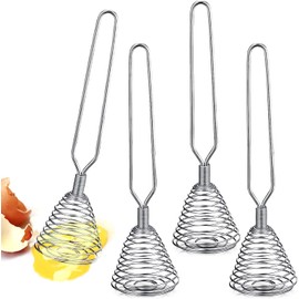 4 pcs Spring Whisk, 8.46 Inch French Coil Whisk, Stainless Steel Spring Coil Whisk, Hand Egg Mixer Whisk Blender Stirring Beater, Flour Stirrer, for Family Restaurant Kitchen