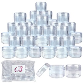 Beauticom 42 Pieces 30 Gram 30 ML (1 Oz) Empty Refillable Round Clear Jars with Screw Cap Lid for Storing Loose Powders and Pigments, Makeup and Beauty Samples - BPA Free