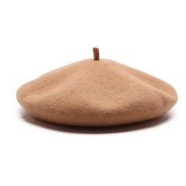 KONO Women's Beret Hat French Style Beanie Cap Winter Warm Wool Beret Ladies, khaki