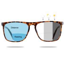MARE AZZURO Photochromic Bifocal Reading Glasses Men Blue Light Blocking Oversized Square Readers Sunglasses 1.00 1.50 2.00 2.50 3.00 3.50 4.00 (Tortoise, 2.5)
