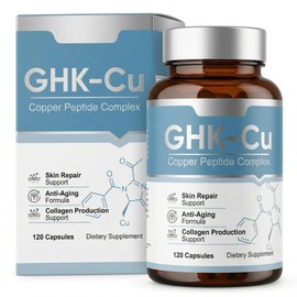 GHK-Cu Copper Supplement 120 Capsules, High Purity 120mcg Zinc-Free Formula, Supports Skin Elasticity, Hair Growth & Collagen Synthesis & Cellular Renewal, 4 Month Supply