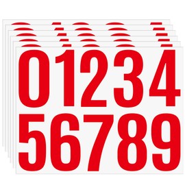 6 Sheets 4 Inch Number Stickers 0-9, Self Adhesive Vinyl Decals for Outdoor Mailbox, Trash Bin, Garage, Address Plate, Durable Waterproof Numbering Labels（Red）