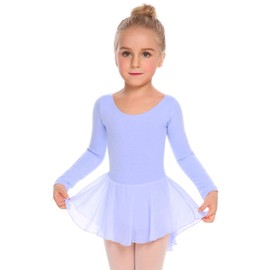 Arshiner Kids Girls Classic Long Sleeve Leotard Dance Ballet Dress, Sky Blue, 120