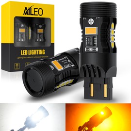AILEO 7444NA 7443 Switchback LED Bulbs,Dual-Color White/Amber,28W 4800LM 600% Brighter,CANBUS Error Free&Cooling Fan,T20 7440 7443NA 7444NA W21W Ideal for Turn Signal Lights DRL Parking Light,2-Pack