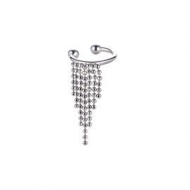 Ms.Swan 925 Sterling Silver Diamond No Pierced Earrings Tassel Small Ear Clip Hoop Earrings for Women, Girls, Children, Sterling Silver, Cubic Zirconia