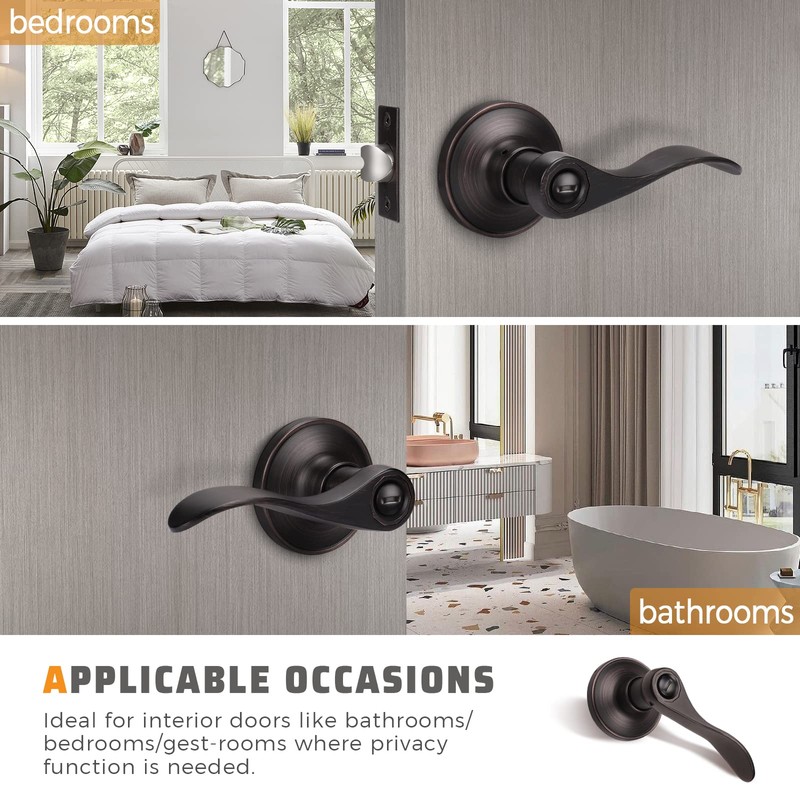KNOBWELL 6 Pack Bronze Lever Door Handles Privacy Door Levers