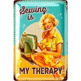 LANOLU Retro Tin Sign Sewing, Gift for Sewing Enthusiasts, Seamstresses, Funny Sayings & Shabby Chic Decoration, Sewing Accessories Gift, Sign Sewing 20 x 30 cm