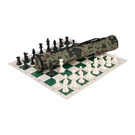 Quiver Chess Set Combination - Triple Weighted - by US Chess Federation (Jungle Camo)