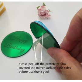Juego de 12 adornos para tartas de cumpleaños con forma de disco para cupcakes, espejo acrílico para tartas, decoración grabada, mini adornos acrílicos para tartas (espejo verde)