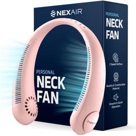 NEXAIR Portable Neck Fan -3 Speed Rechargeable Bladeless Neck Cooler, Pink Comfortable Lightweight, Personal Neck Fan For Women & Men Modern Design, Great Cooling Fan For Travel, Outdoors & Sports