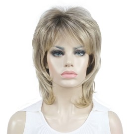 Aimole Soft Shaggy Layered Medium Length Classic Cap Synthetic Women Wigs (R10-26 Bright Golden Blonde with Med. Golden Brown Root)