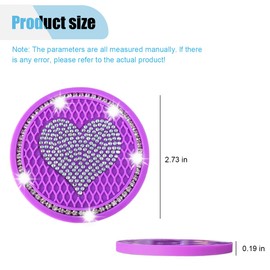 2PCS Bling Car Cup Holder Insert Coasters- 2.75 Inch Non-Slip Embedded Decorative Coaster Drink Car Cup Mat- Crystal Rhinestone Water Bottle Holder Pads Auto Interior Accessories for Women (Purple)