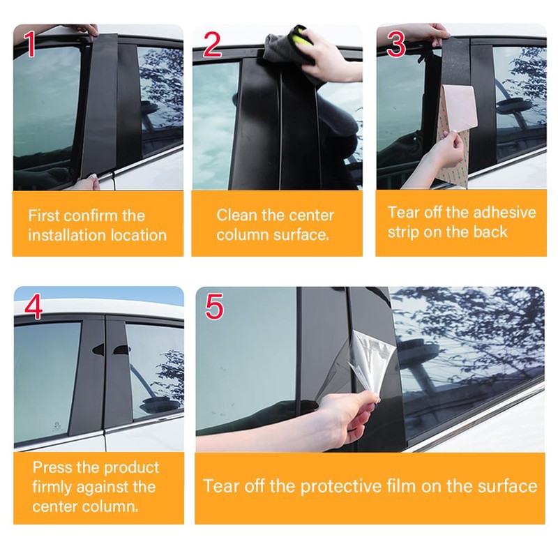 6pcs Black for Honda CRV(2017-2022) Car Window Center Pillar Stickers