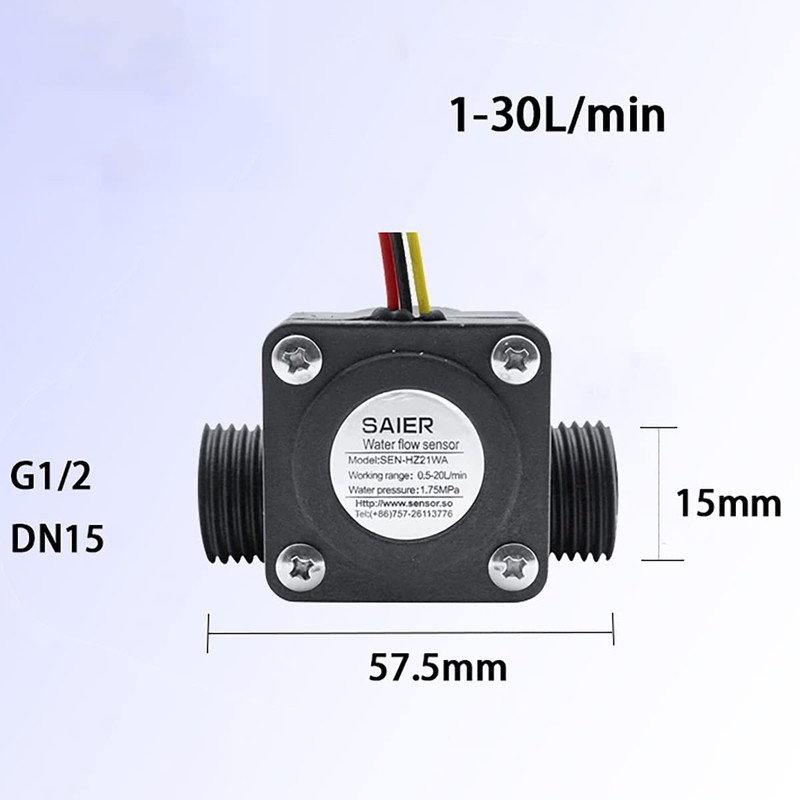 Hall Effect Sensor, 2PCS 1/2" Water Flow Sensor, Control Hall