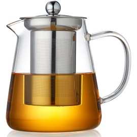 Glass Teapot 1500ML Borosilicate Glass Tea Pot With Infuser, Glass Kettle For Stove Top, Tea Glass Pot, Glass Tea Cup Teacup With Infuser and Lid For Loose Leaf Tea Steeper