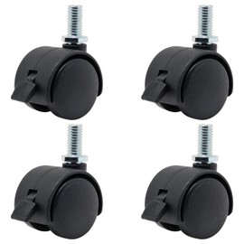 SWZHAI Plastic Casters Set of 4, M8 Circlip Stem Caster Wheels 2 inch, Black Nylon Swivel Caster Wheels Replacement for Furniture, Office Chair, Table, Cabinet, Shelf