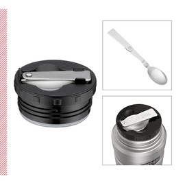 Thermos SPOON INSIDE SCREW STOPPER, Drehverschluss für Speisegefäß STAINLESS KING, GUARDIAN, Original-Ersatzteil, faltbarer Edelstahl-Löffel praktisch im Verschluss verstaut