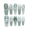 3D Nail Tip, False Nail, Korean Phototherapy, Black, Pink, Handmade,