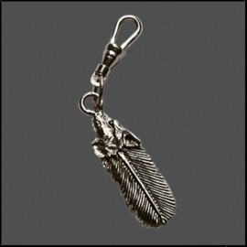 Gremlin bells WOLF HEAD FEATHER  ZIPPER PULL biker leather jacket vest harley motorcycle charm