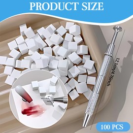 NOPKESV Nail Art Sponge Metal Gripper Mini Replaceable Nail Sponges Colourful Nail Art Rendering Tools with Gripper Blocks Manicure Gradient Nail Art Sponge for Nail Design Pack of 100