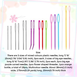 CABODYALS Big Eye Beading Embroidery Needles Large Eye Needles Sharp Aluminum Knitting Needle Set Plastic Bead Darning Needles Threader Sets for Sewing Making Sweater Knitting Diy Yarn Craft