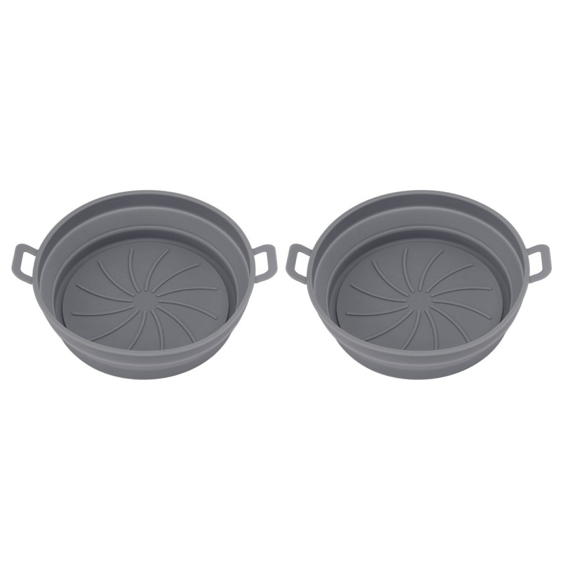2 Pcs Silicone Air Cooker Pot With Handle Round Fryer