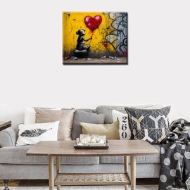 Tucocoo DIY Banksy Street Hope Paint by Number for Adults Beginner Colorful Graffiti Little Girl Painting by Numbers Kits for Adults Canvas Artwork Pop Art Modern Crafts for Home Decor16x20in Frame