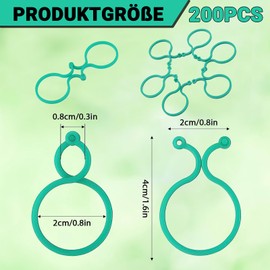 FLZONHUT Pflanzenclips,200 Stück Pflanzenstützen für den Garten,Tomaten Befestigung Clips,Gartenpflanzenklammer,Pflanzen Clips Klein Gartenp Pflanzenclip für Kletterpflanzen,Tomaten (Grün,40 x 28 mm)