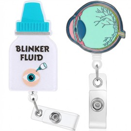 2 Pcs Optometry Doctor Nurse Badge Reel,Optometry Gifts,ID Card Badge Holder in Eye Drop Bottle Ophthalmology Eyeball Design as Optometrist Optometry Gifts,Retractable Alligator Clip for Doctor Nurse