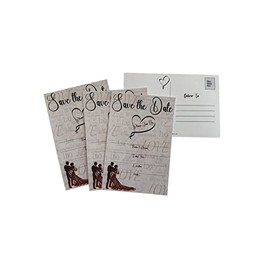 Save the Date Silhouette Wedding Invitation 4x6 Postcard Bride and Groom Celebration (Pack of 25-Rear Format for Address/No Customization/No Envelopes)