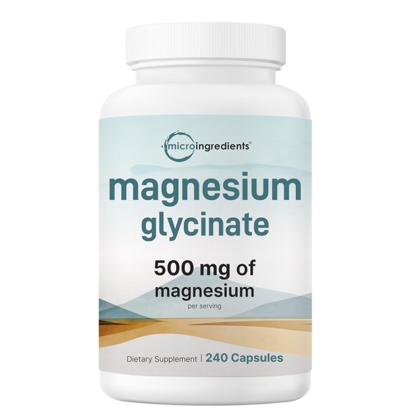 Magnesium Glycinate 500mg, 240 Capsules | 100% Chelated for Max
