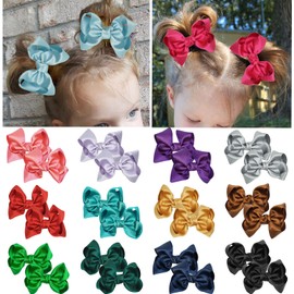 ZOONAI 3 Inch Baby Girl Hair Bows Clips Hairpin Headwear Little Teen Toddler Girls Kids Teens Toddlers Hair Accessories - Set of 2 (Light Gold)