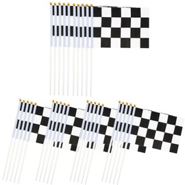 Pack of 50 Hand-Held Mini Flags Checked Racing Flags Black and White Check Flag Referee Flag Motorsport Race Party Parade Celebration Sport Indoor Outdoor Decoration 14 x 21 cm / 5.5 x 8.2 inches