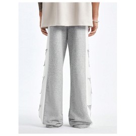 GORGLITTER Men's Y2k Baggy Sweatpants Star Print Hip Hop Pants Drawstring Wide Leg Track Pants White Medium