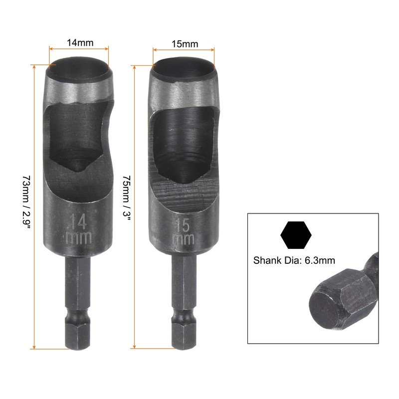 sourcing map Leather Hollow Punch Set 1/4 Hex Shank for