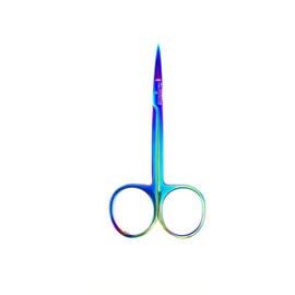 Iris Micro Dissecting Lab Scissors Straight 5" German Stainless Steel with Multi Color Rainbow Plasma Titanium Coating by Artzone - High Precision