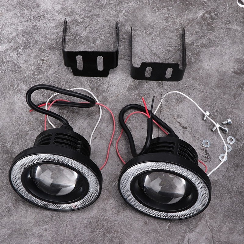 Pair 3.5in LED Fog Lights Angel Eyes with COB Universal