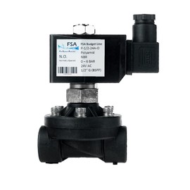 FSA Solenoid Valve Plastic PA6 1/2 Inch 24 V AC 0-6 Bar NBR Currentless Open