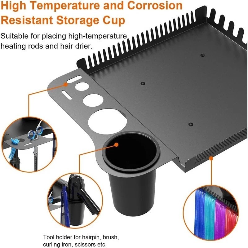 Professional Barber Trolley Height Adjustable Rolling Salon Tool Tray Cart