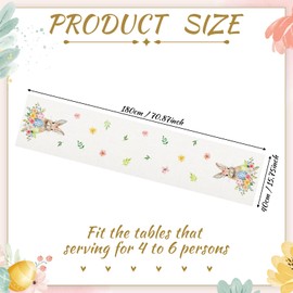 Blulu Easter Table Runner 40 x 180 cm Rabbit Tablecloth Spring Rabbit Flowers Table Runner Decoration Seasonal Holiday Tablecloth Flag Cover for Living Room Home Dining Room Kitchen Theme Party